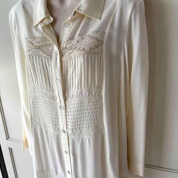 Soft Surroundings Sydney Ivory Pleated Tunic Top-NEW- SZ PM & PXL New in Package - Picture 3 of 4